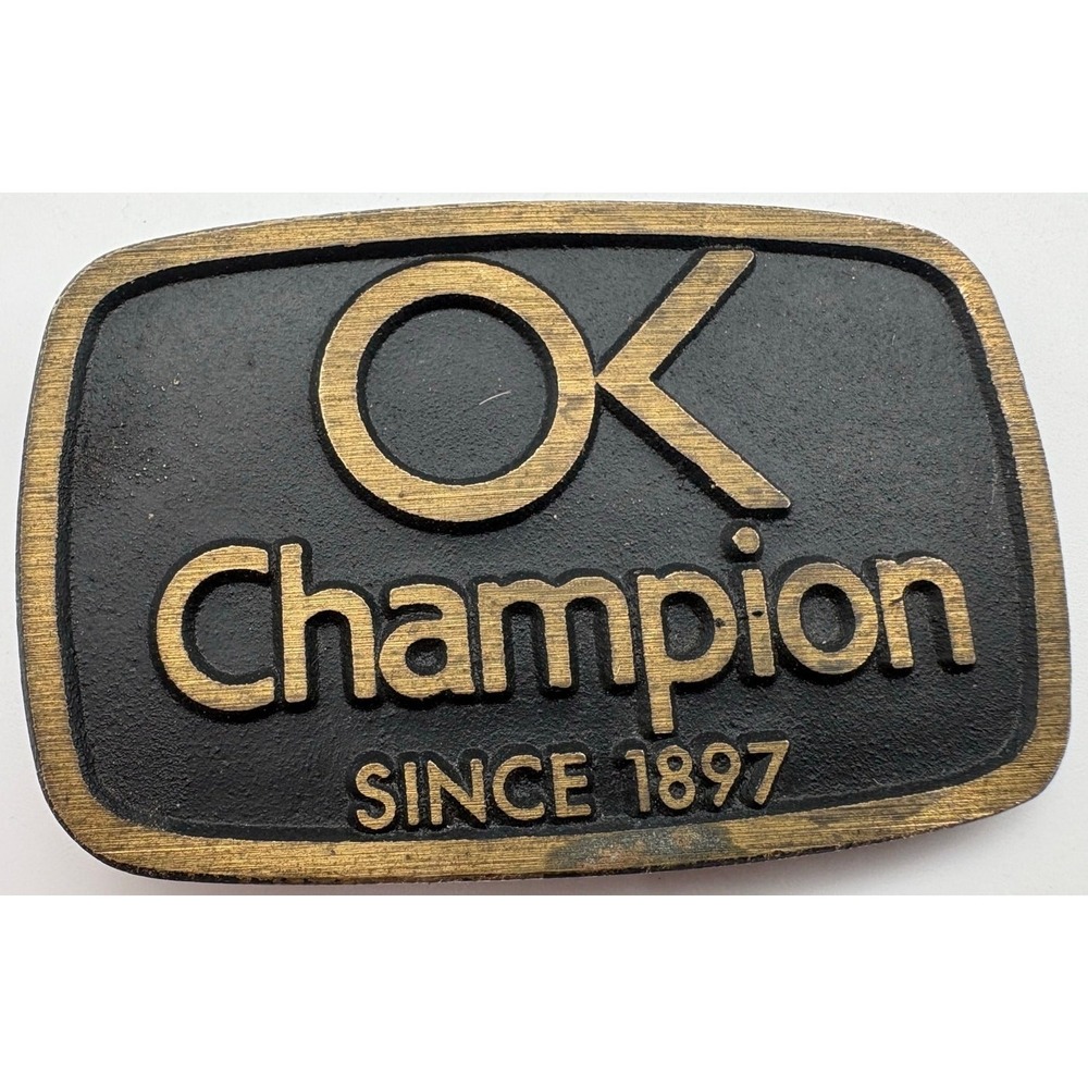 OK Champion‎ Since 1897 Belt Buckle Solid Brass DynaBuckle Utah USA Vintage